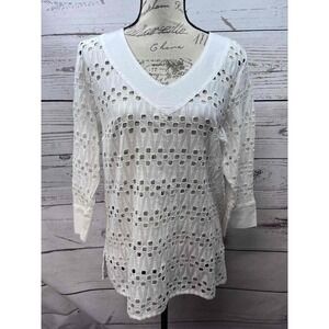 Coldwater Creek  White Eyelet Tunic  Small‎